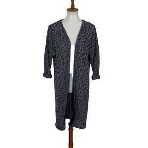 Dolan Left Coast‎ Navy Boucle Knit Longline Open Cardigan Sweater Coat S Cozy